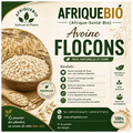 Avoine biologique AFRIQUEBIO, céréale naturelle riche en bienfaits pour la santé, visible dans un bol avec grains entiers.