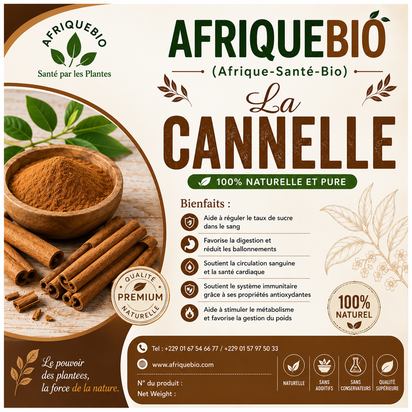 Brutes plantes de cannelle de la marque AfriqueBio, utilisée comme solution naturelle contre le diabète de type 2.