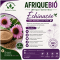 Tisane à l’échinacée de la marque Afriquebio, plante naturelle pour renforcer le système immunitaire, dans un emballage.