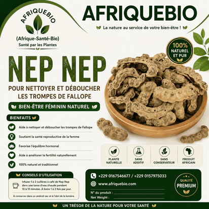 Feuilles AFRIQUEBIO pour nettoyer et déboucher les trompes de Fallope, produit naturel et biologique.