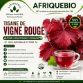 Tisane de Vigne Rouge AFRIQUEBIO pour l'insuffisance veineuse, sachet de tisane aux feuilles de vigne rouge.