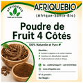 Poudre de fruit BAZARBIO-AFRIQUEBIO pour booster la fertilité, présentation en sachet avec fruits colorés.