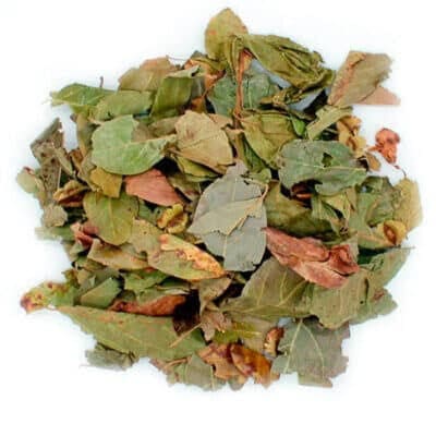 Feuilles de Kinkeliba pour détox hépatique, produit AFRIQUEBIO, affiché en sachet avec feuilles séchées naturelles.