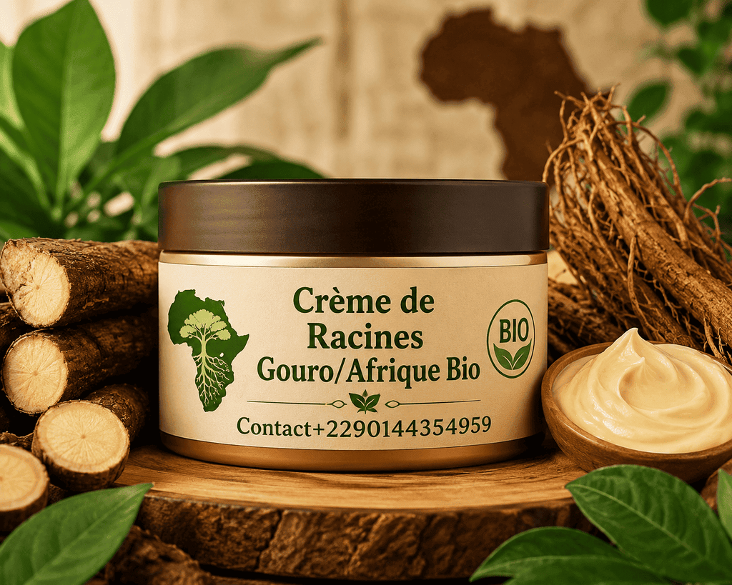 Crème AFRIQUEBIO pour racines Gouro, illustration de la texture de la crème pour augmenter le troisième pied.