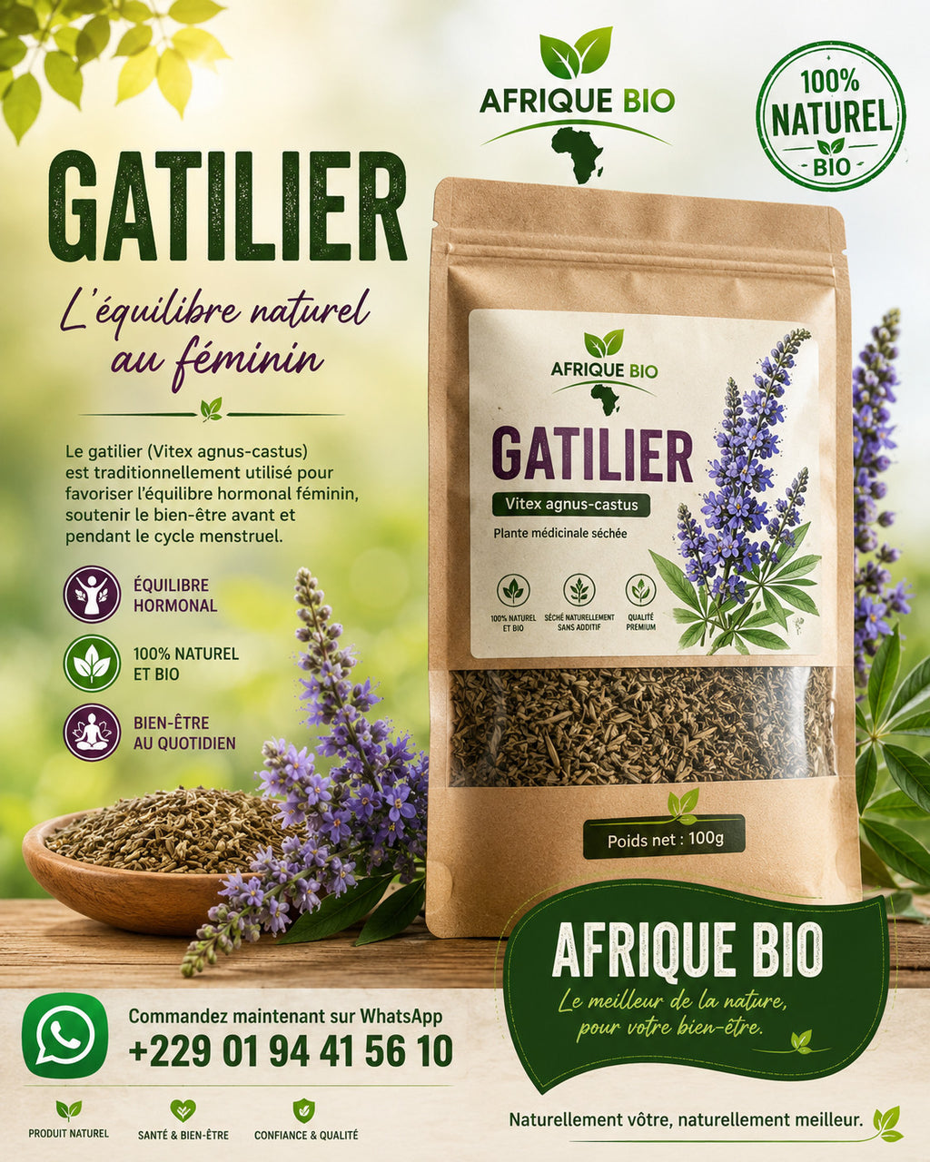 Produit 094 :Gattilier pour Régule les règles, la fertilité et effet contre la ménopause