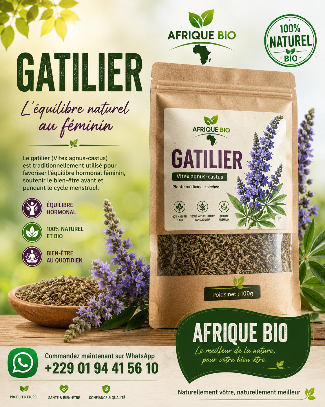 Produit 094 :Gattilier pour Régule les règles, la fertilité et effet contre la ménopause