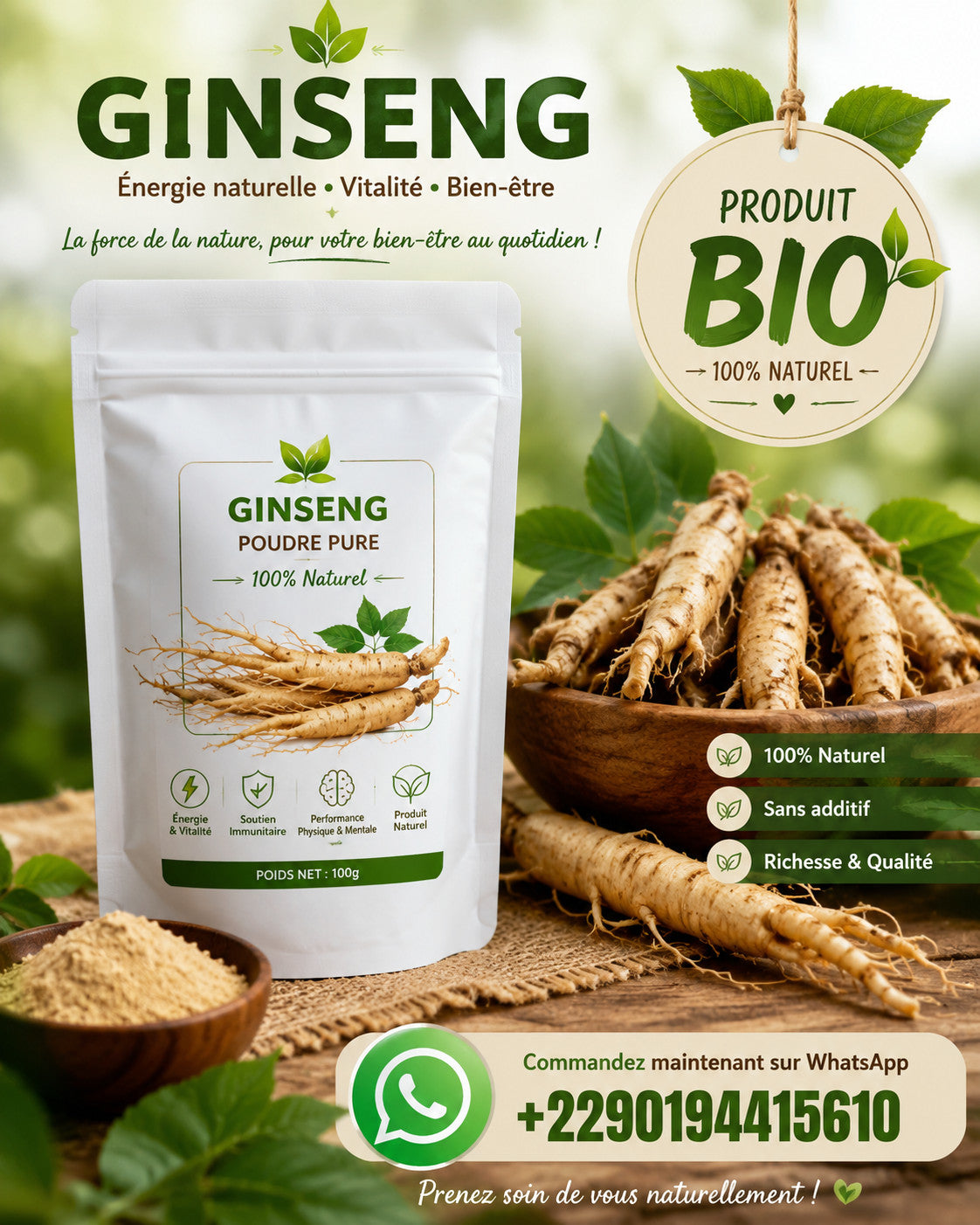 Produit 062 :Ginseng stimulant sexuel et booster de testostérone contre la baisse de libido