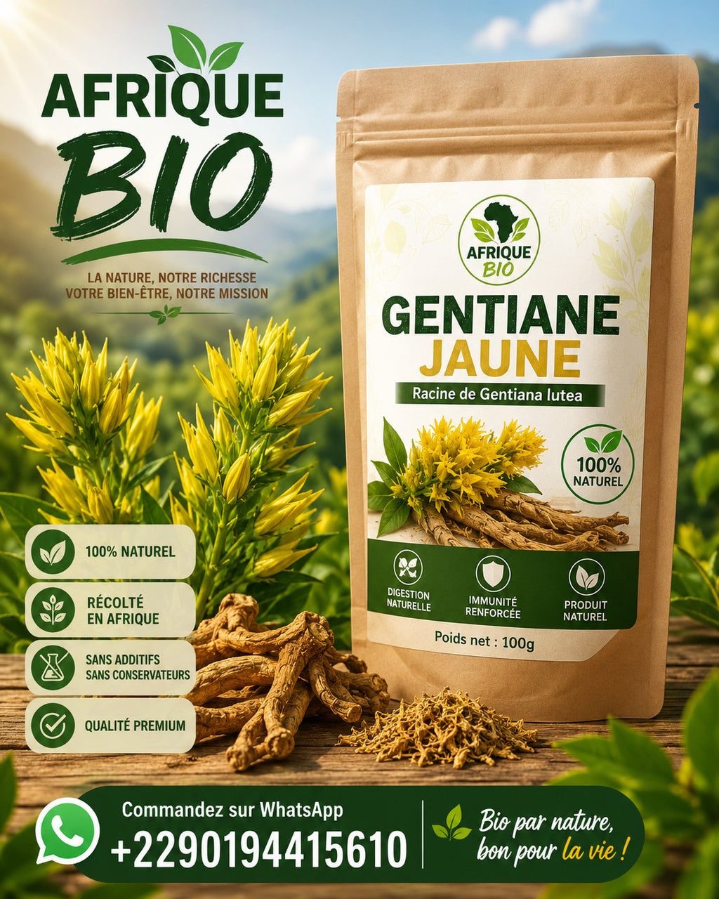 Produit 139 :Gentiane jaune Stimule l'appétit Réduit les ballonnements et Constipation