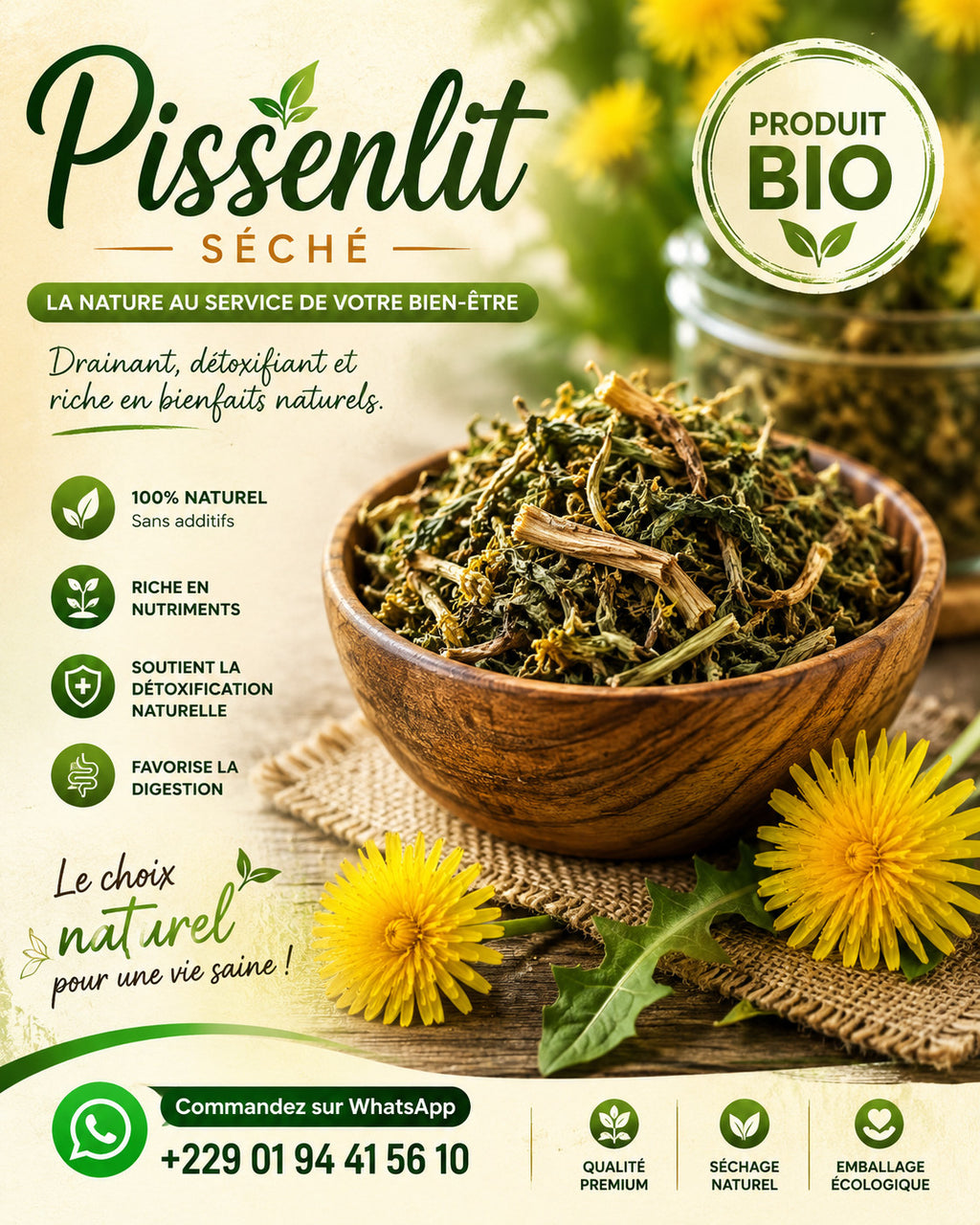 Produit 146 :Le pissenlit feuille détoxifiante et hépatique naturelle Soin naturel du foie