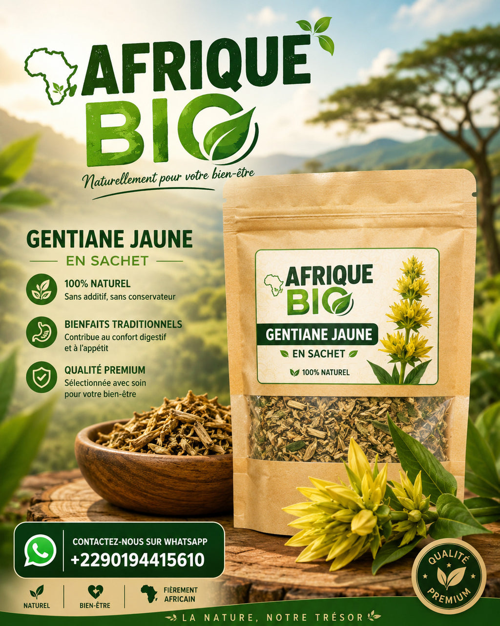 Produit 139 :Gentiane jaune Stimule l'appétit Réduit les ballonnements et Constipation