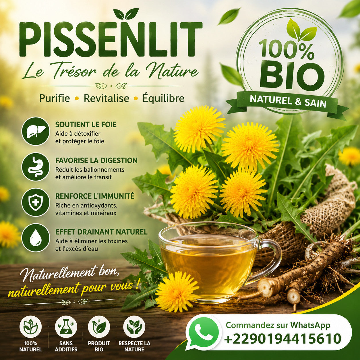 Produit 146 :Le pissenlit feuille détoxifiante et hépatique naturelle Soin naturel du foie
