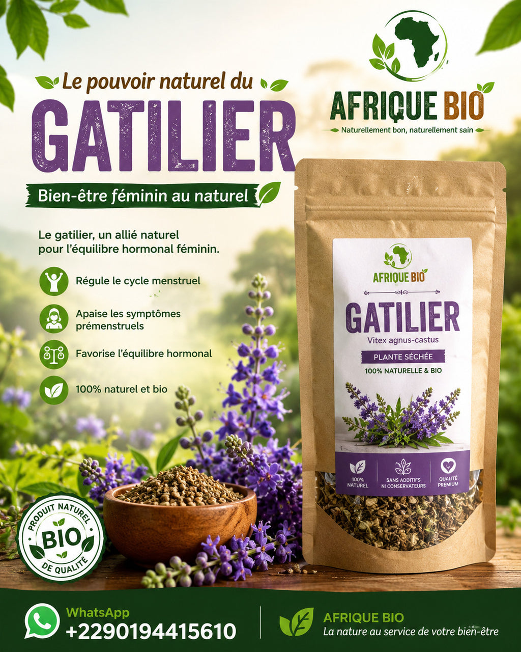Produit 094 :Gattilier pour Régule les règles, la fertilité et effet contre la ménopause