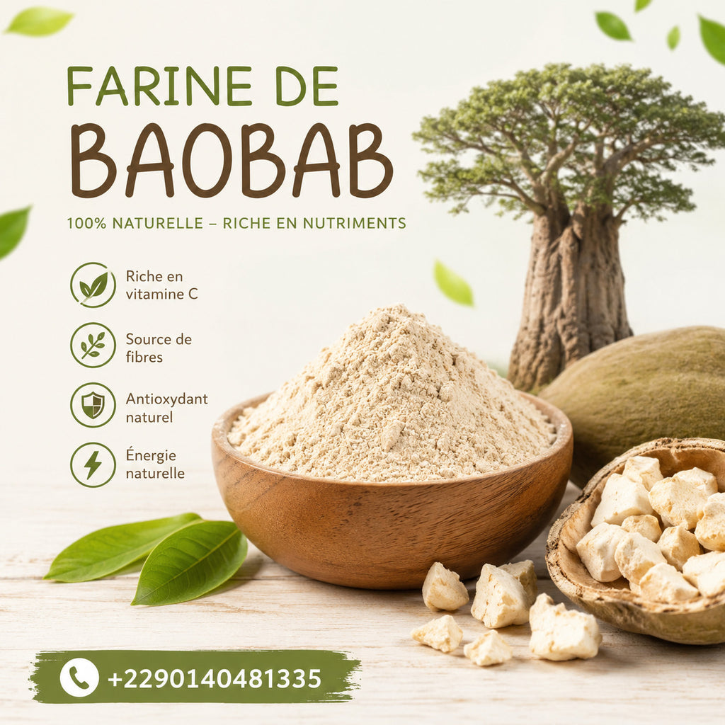 Produit 152 :Pain de singe, Farine de Baobab Bienfaits traditionnellement reconnus (50g)