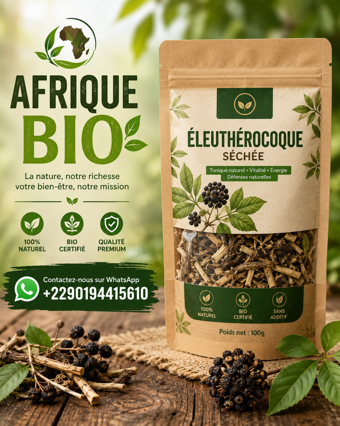 Produit 142 : L'éleuthérocoque Plante Anti-fatigue, Renfort immunitaire et vitalité sexuelle