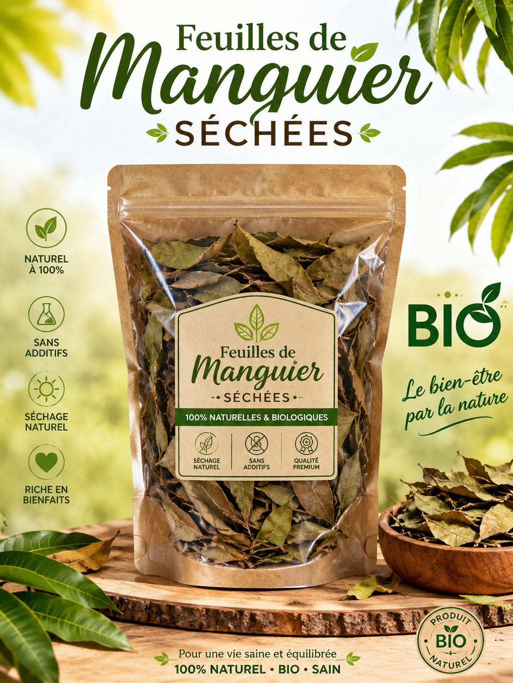 Produit 058 : Feuilles de Manguier Antioxydantes, Anti-inflammatoires et antibactérien